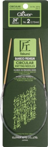 Clover Bamboo Circular Knitting Needles 24 Inch US 2 (2.75mm) - Light & Durable
