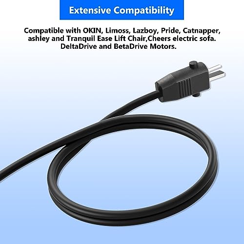 6.6 Feet Power Recliner Extension Cord - 2-Pin Replacement Cable