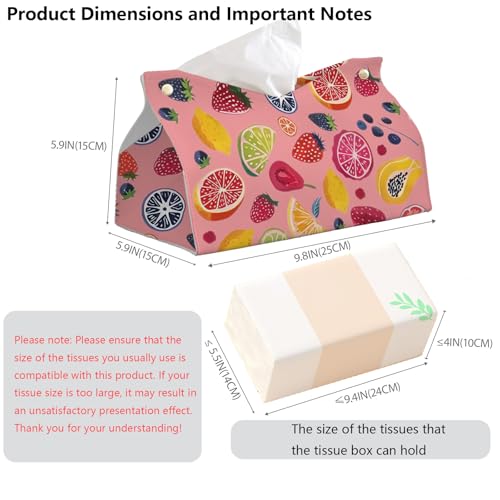 Pink Strawberry Tissue Box Cover - Decorative Leather Holder