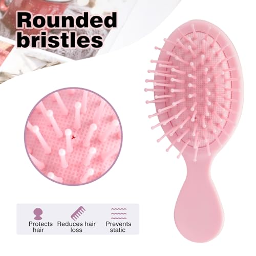 Zoolinn Mini Detangling Hair Brush 2-Pack Travel-Sized Pink Hairbrush