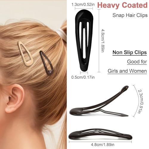 Metal Hair Barrettes 20PCS Snap Hair Clips for Thin and Thick Hair 1.97 Inch