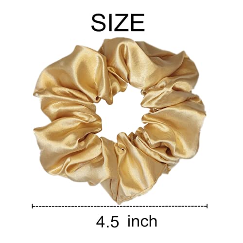 Sufermoe 6-Pack 4.5 Inch Satin Silk Hair Scrunchies - Dark Gold
