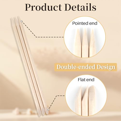 RAQEHO 100PCS Wooden Cuticle Pushers - 4.5 Inch Double Sided Orange Sticks for Nail Care and Art
