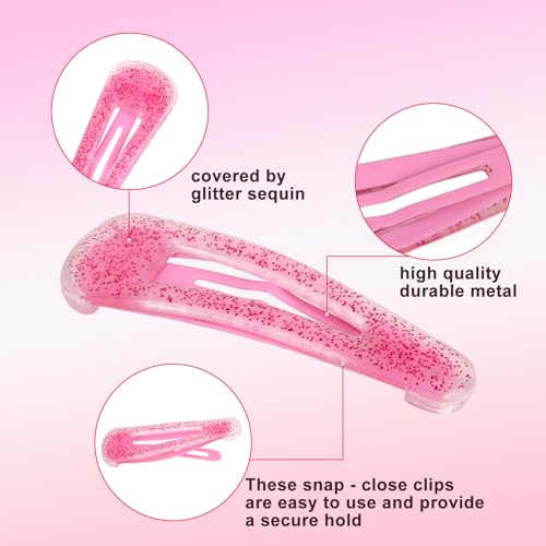 Glitter Snap Hair Clips 24PCS Sparkling Sequin Metal Hair Barrettes