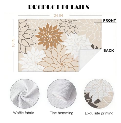 Boho Floral Waffle Hand Towel - White Boho Floral-01, 16x24 Inch Absorbent