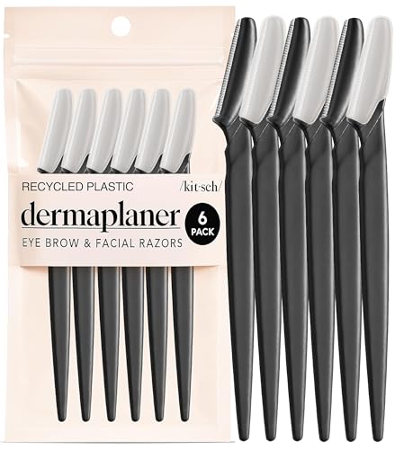 Kitsch Dermaplane Razors for Face – Black, 6 Pack Facial Exfoliators