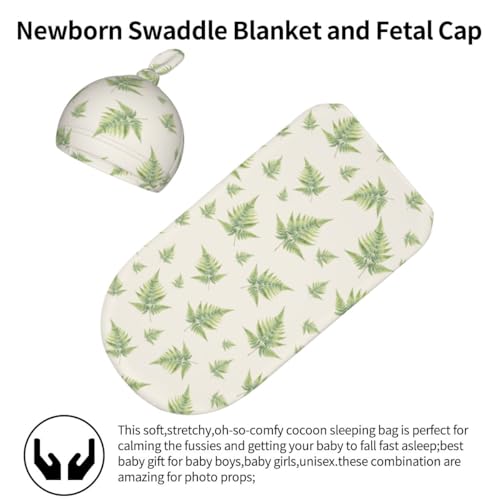 Personalized Baby Swaddle Blanket with Custom Name - Fern Print