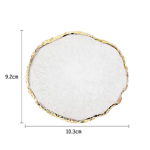 JASSINS Resin Nail Art Palette with Gold Edge - White Mixing Tray for Gel Polish and Makeup