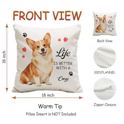 Corgi Throw Pillow Cover - 18x18 Eco-Friendly Velvet Cushion