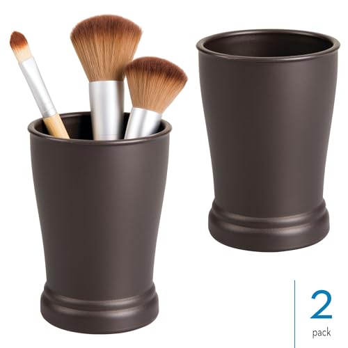 iDesign Kent Bathroom Tumbler Set - Bronze Plastic Toothbrush Holder (2 Pack)