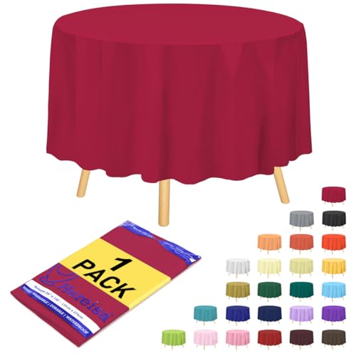 84in Round Cerise Plastic Tablecloth - Premium Quality Disposable Cover
