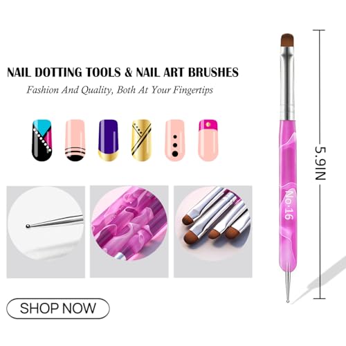 Gemsanva 4PCS Double-Ended Nail Art Brushes and Dotting Tools Set
