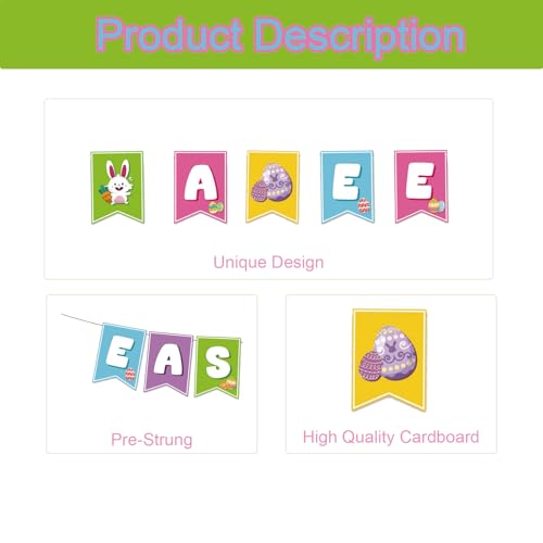 Happy Easter Banner for Party Decorations - Bunny & Egg Design