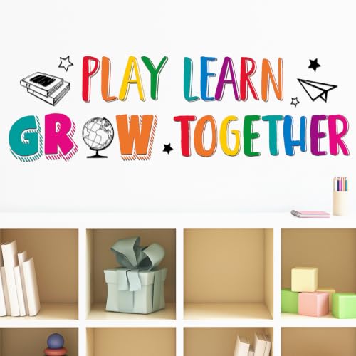 Motivational Wall Decals Set - Play Learn Grow Together Decor