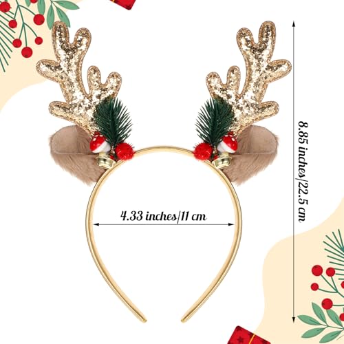 Christmas Deer Antlers Headband Glitter Animal Ears Xmas Hair Band