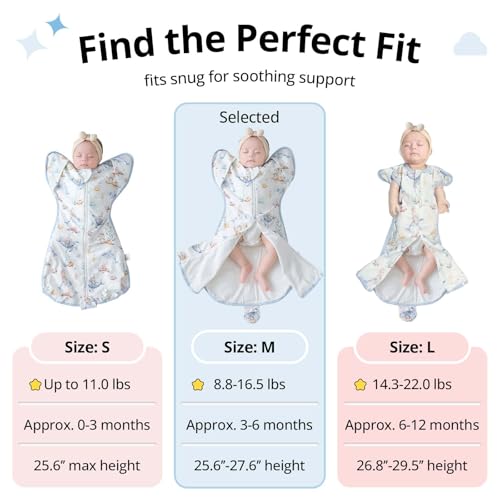 JOYNCLEON 0.5 TOG Baby Sleep Sack Swaddle - Medium, Blue (8.8-16.5 Lbs)