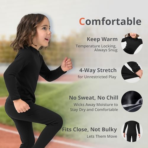 2T-6Y Fleece Lined Toddler Thermal Top, Thermal Underwear for Kids Toddler Base Layer Shirt for Boys Girls