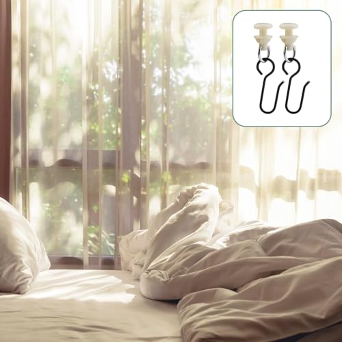 60 Pcs Black Shower Curtain Hooks & Gliders Set - Durable Plastic & Stainless Steel