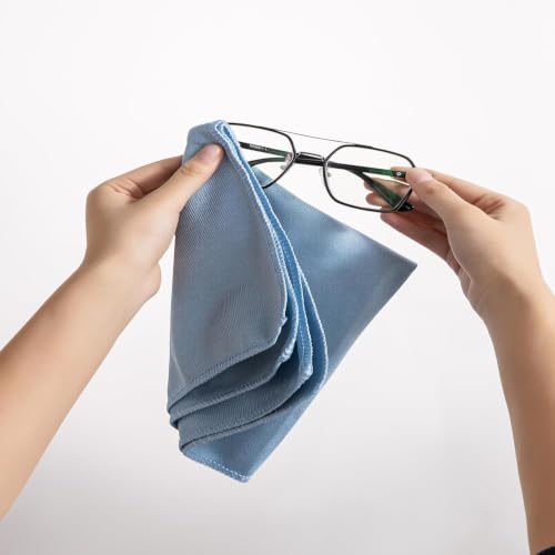 Vnoss Microfiber Glass Cleaning Cloths, 12x16 Inch, 8 Pack - Blue