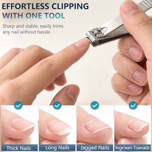 Heavy-Duty Straight-Edge Nail Clippers 2-Piece Set for Thick Nails