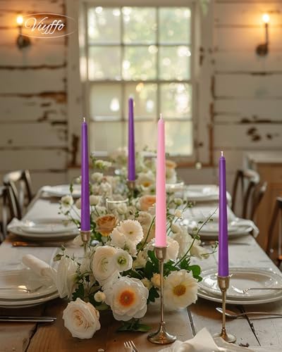 Viyffo 10-Inch Advent Taper Candles - 4 Pack Unscented Smokeless Wax