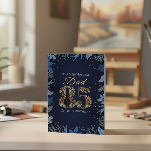 Elegant 85th Birthday Card for Dad - Navy & Gold Design