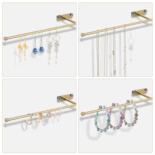 DTMNEP Gold Wall Hanging Jewelry Organizer for Necklaces & Accessories - 14.5"