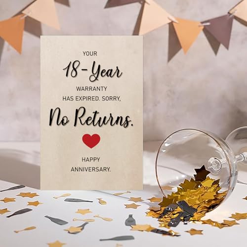 Humorous 18th Anniversary Card for Husband & Wife - Unique Gift