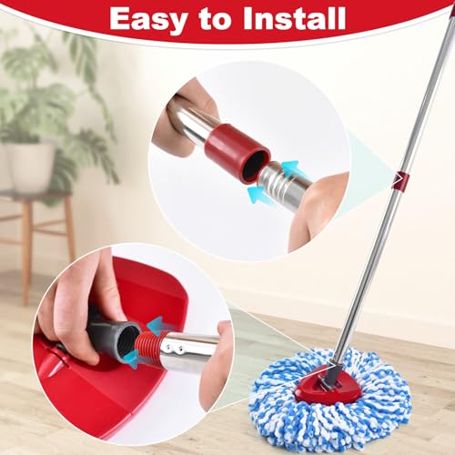 Aiyiried Adjustable Stainless Steel Mop Handle for Ocedar Spin & Flat Mops - Single 4-Section Replacement, 30-58 Inch