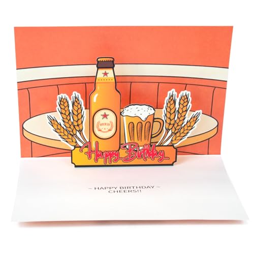 Funny Birthday Card for Dad with 3D Beer Motif - Unique Greeting