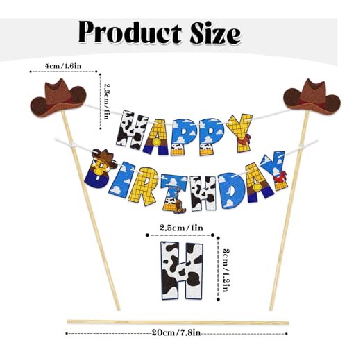 Handmade Cartoon Toy Birthday Cake Topper Banner - Colorful Pennant Garland
