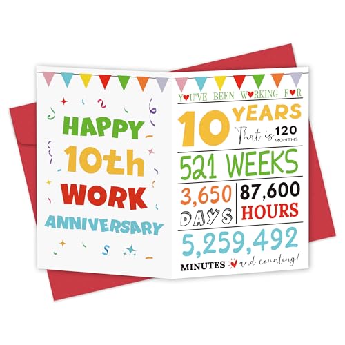 Heollaok 10th Work Anniversary Card - Thoughtful Employee Thank You
