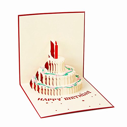 3D Pop Up Birthday Card with Cake Design and Envelope