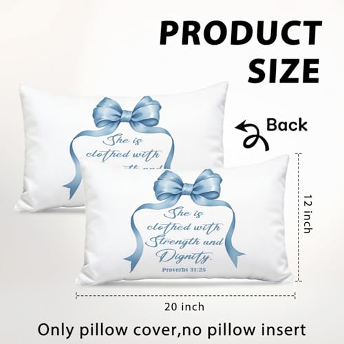 Bible Verse Pillow Cover 12x20 - Proverbs 31:25 Decor