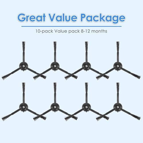 COWINORY 3 Armed Black Side Brush - 8 Pack for Roborock Q5 Max+ & S8 MaxV Ultra