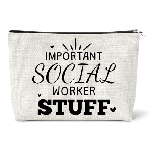Social Worker Makeup Bag - Appreciation Gift Cosmetic Pouch, 10x7