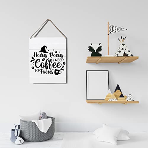 Funny 'I Need Coffee to Focus' Wooden Wall Sign - 10x8 Rustic Decor