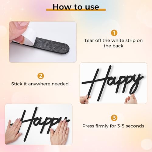 Babenest Happy Birthday Felt Banner - Black Reusable Wall Sign Decor