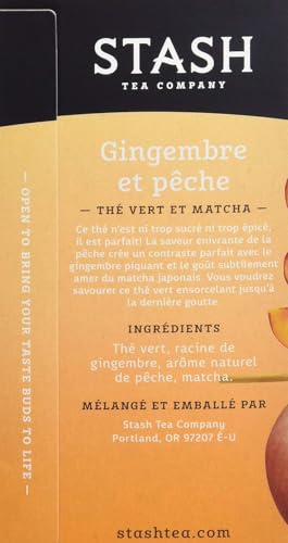 Stash Tea Green Tea Ginger Peach with Matcha - 18 Count Pack