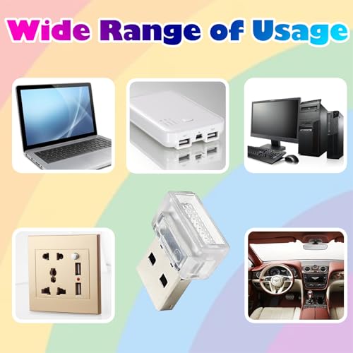 USB LED Car Interior Lights - 2 Pack Multicolor Night Lamps