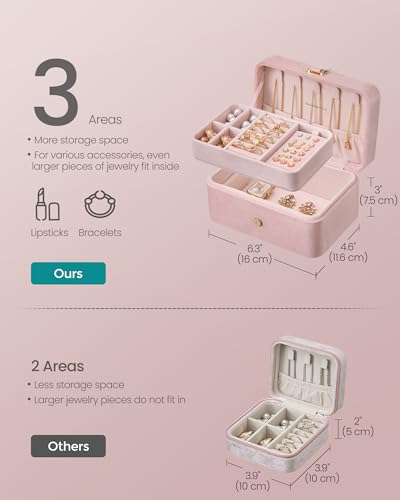 SONGMICS Travel Jewelry Organizer with Velvet Lining - GISELLA Collection