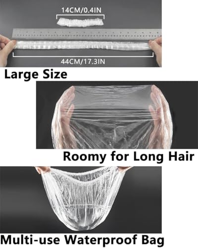 Aquior Disposable Shower Caps - 30 Pack Large Waterproof Plastic Bath Caps