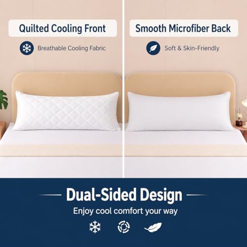 Cooling Diamond Quilted Body Pillow Cover 21"x54" with Zipper - Soft & Breathable