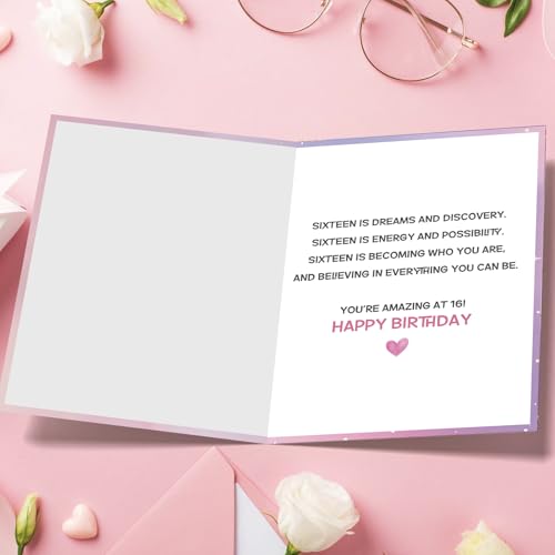 Sweet 16 Birthday Card for Teen Girls - Heartfelt Message & Design