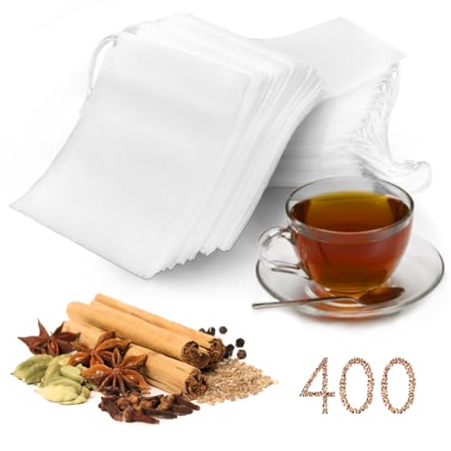 400PCS Disposable Tea Filter Bags with Drawstring for Loose Leaf Tea, Herbs & Spices
