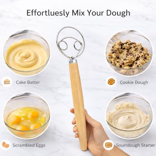 Cooksure 13-Inch Danish Dough Whisk - Stainless Steel Sourdough Tool