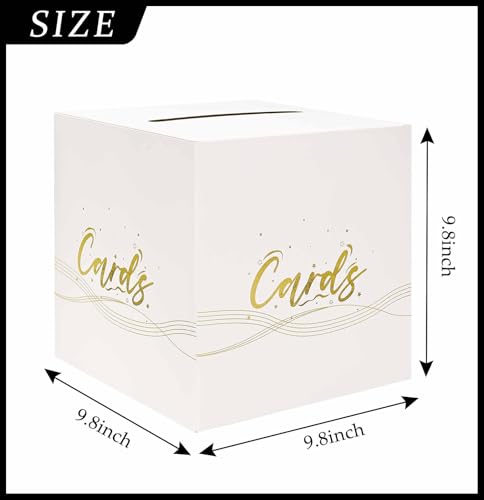 White and Gold Gift Card Box for Weddings and Parties - 9.8"