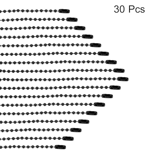 MECCANIXITY 30Pcs 5 Inch Black Metal Ball Bead Chains with Connectors