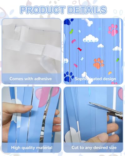 Paw Print Birthday Decorations - 2 Pack Tinsel Curtains for Kids