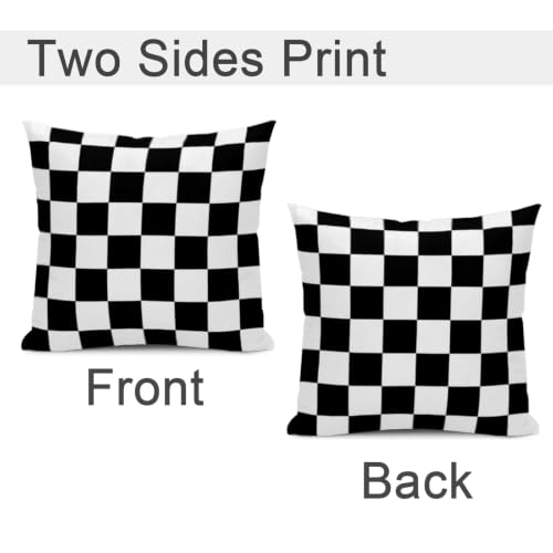 Black & White Checkered Throw Pillow Covers 18x18 Inch (Pack of 2)